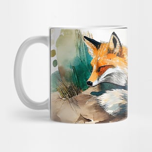 Sleepy Red Fox Watercolor Mug